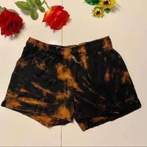 Champion Cotton Black Custom Tie Dye Shorts Large